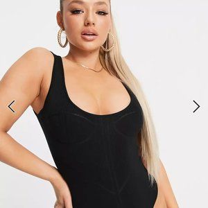 ASOS Missguided Bodysuit with corset detail in black